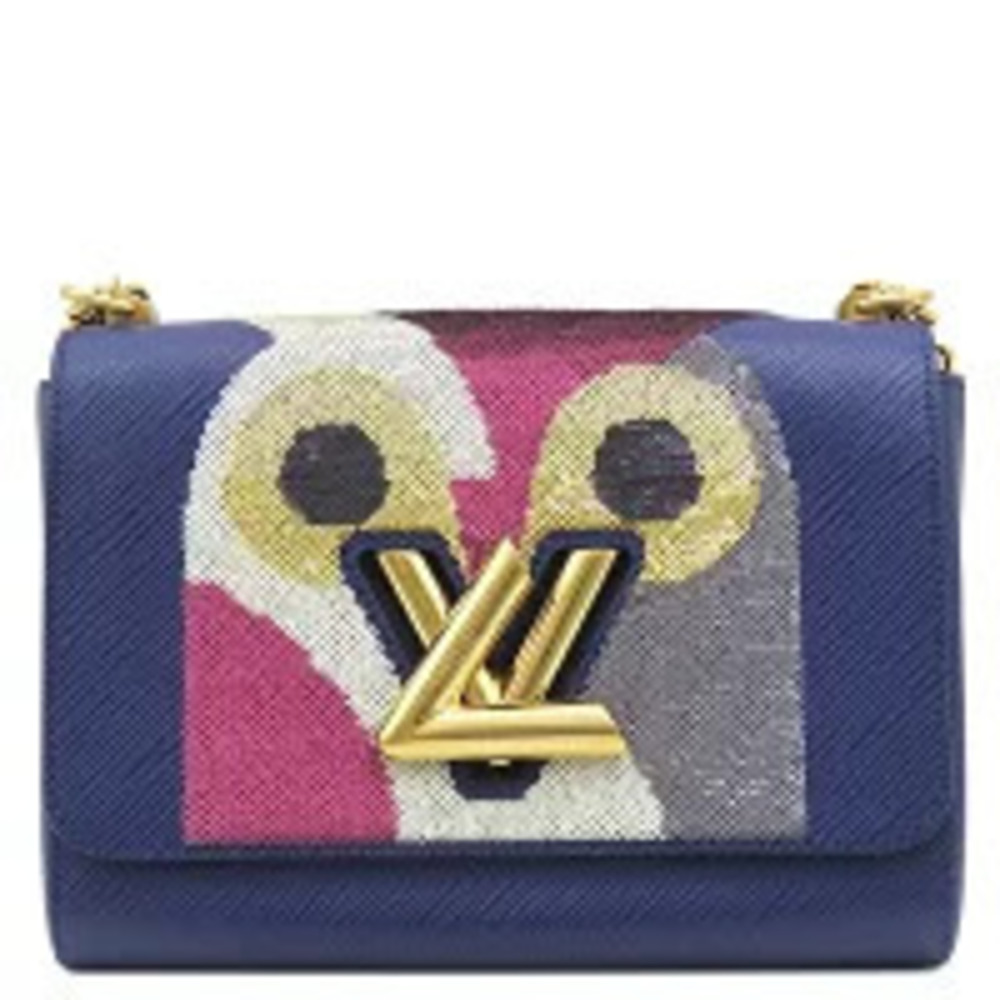 Louis Vuitton Twist Shoulder Bag Epi Leather Sequins Navy Blue Owl